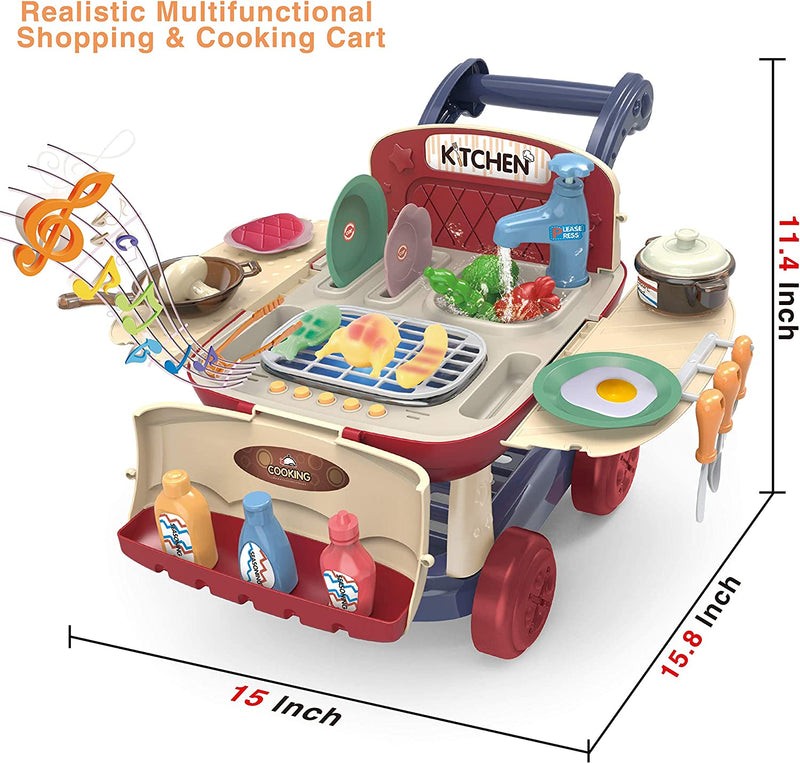 Kitchen Pretend Play Shopping Cart Set