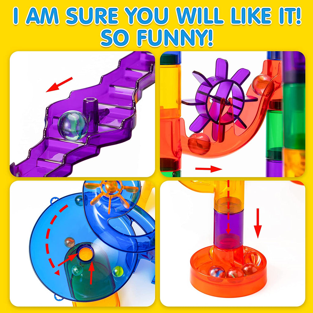  JOYIN Marble Run Premium Set（196 Pcs- Construction Building  Blocks Toys, STEM Educational Toy, Building Block Toy(156 Translucent  Plastic Pieces+ 40 Glass Marbles) : Toys & Games