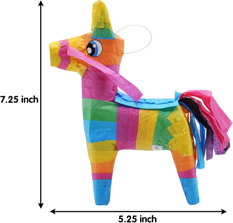 Mini Donkey Pinatas Rainbow Color, 3 Pcs