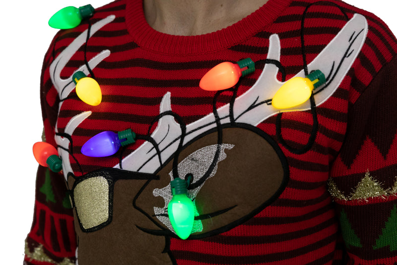 Buck Ugly Sweater with Light Bulbs (Men)