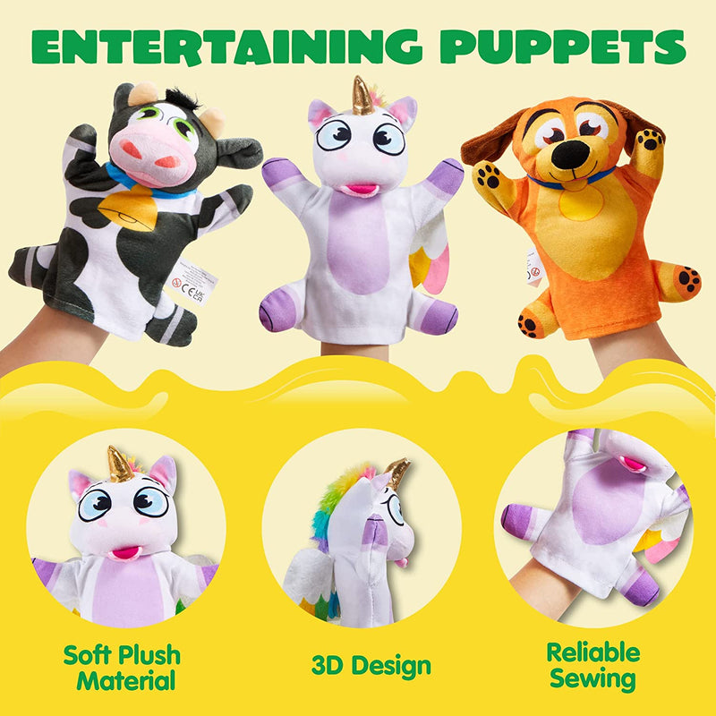 PLAY-ACT Animal Hand Puppets, 6 Pack