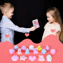 28Pcs Mochi Squishy Toys and Bags with Kids Valentines Cards for Classroom Exchange