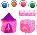 Pink Castle Repeated Pattern Tent with Tunnel and Playground Set