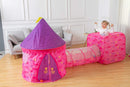Pink Castle Repeated Pattern Tent with Tunnel and Playground Set