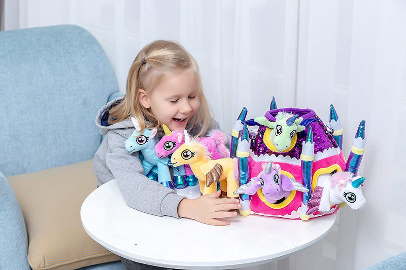 Play-act 6 Pack Unicorn Castle Plush Toy Set