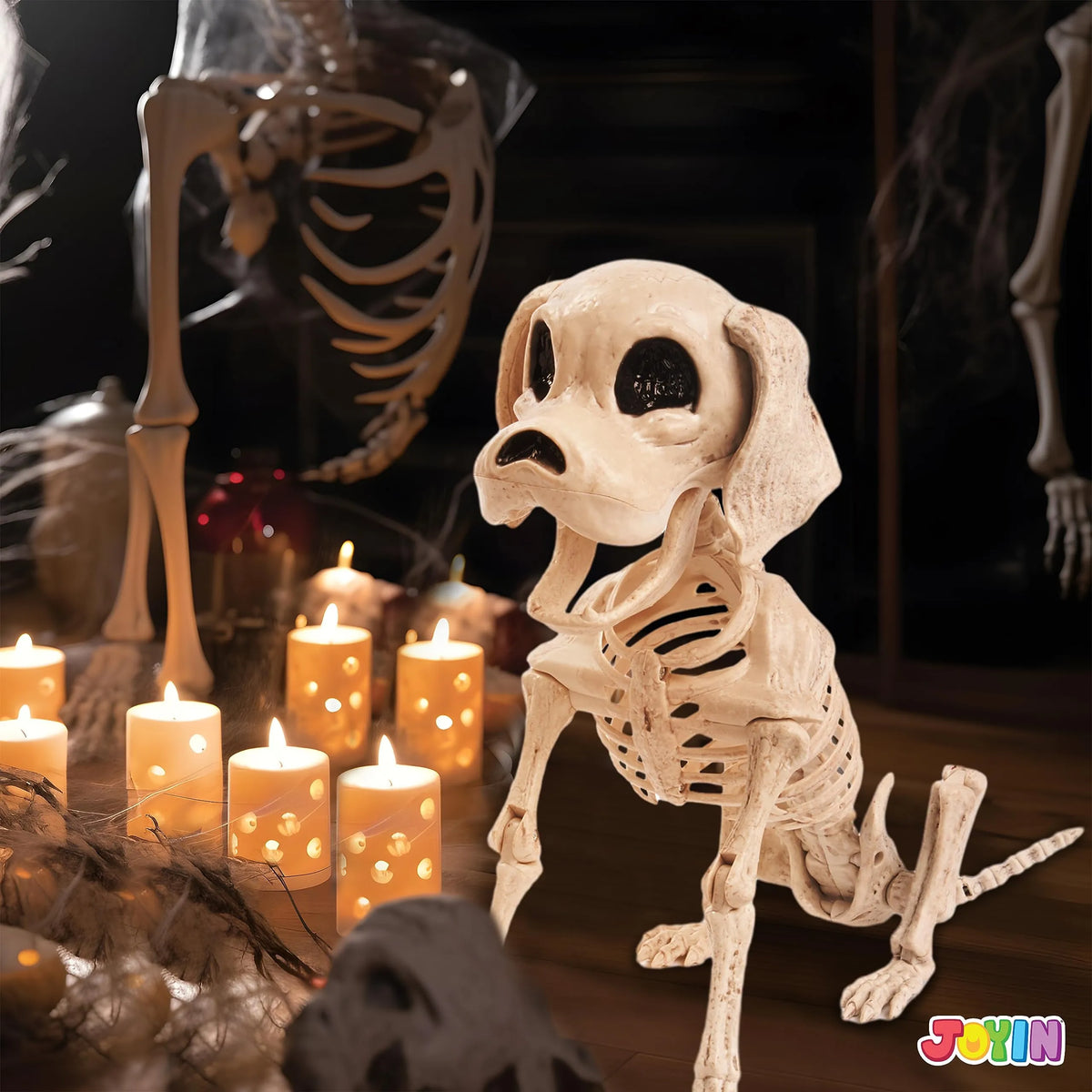 JOYIN 24 cm Halloween Plastic Puppy Hond Skelet Met Gewrichten Voor Accessoires Enge Scène Party Decoratie 24 cm