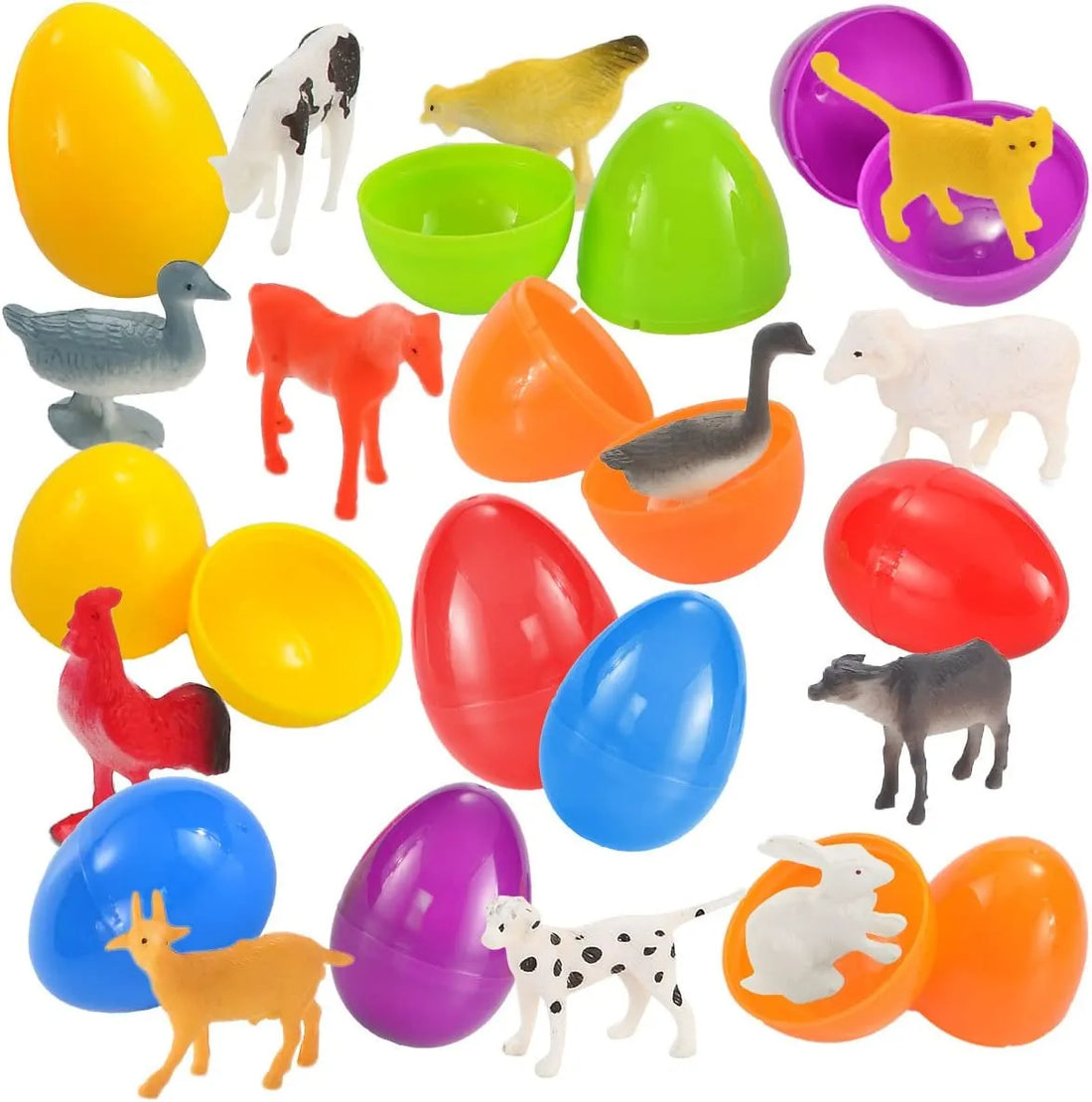 JOYIN | Pre-filled Easter Eggs (Animal Friends), 48-pack