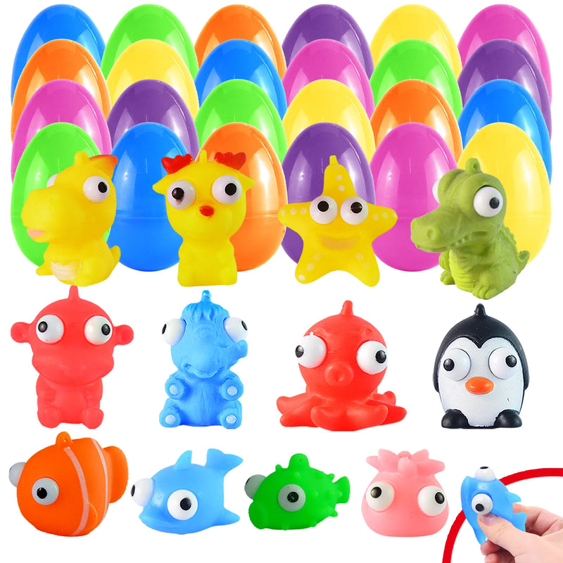 24Pcs Animal Keychains Prefilled Easter Eggs 3.2in