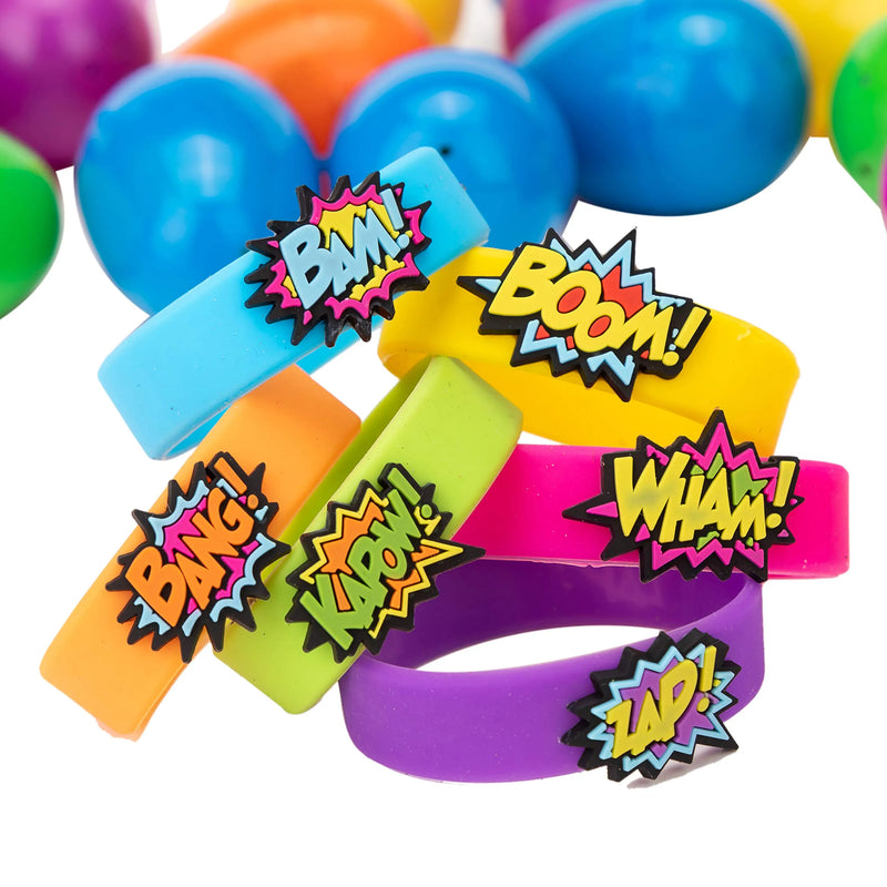 24Pcs Rubber Bracelets Prefilled Easter Eggs