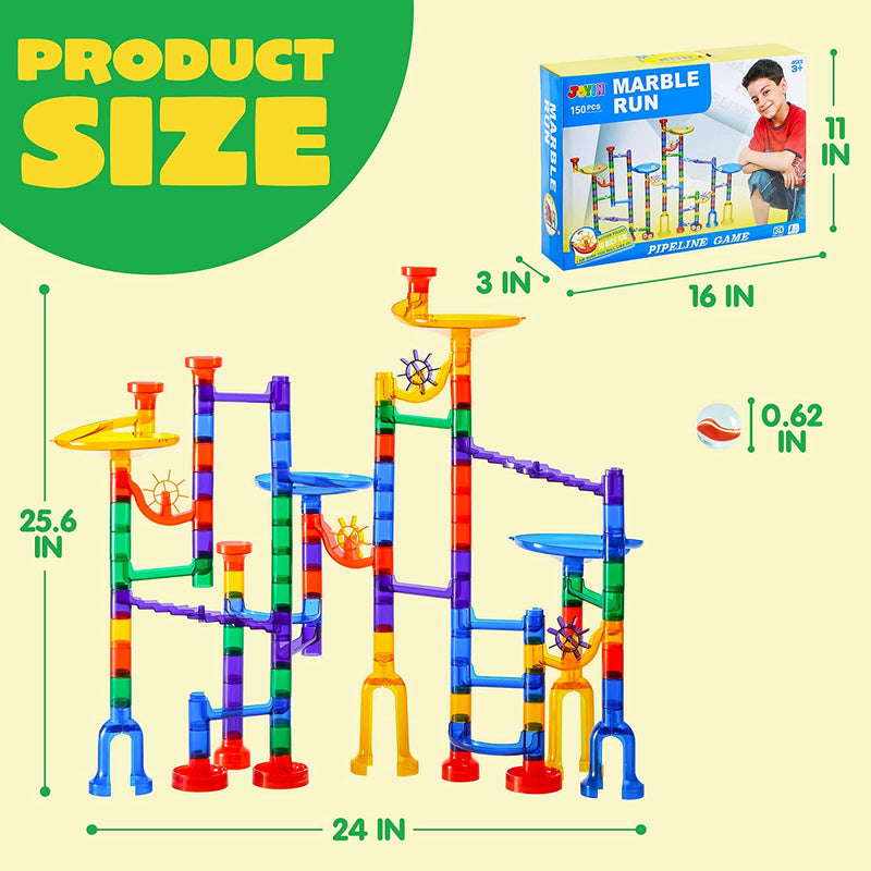 Joyin Marble Run Premium Toy Set (170 Pcs), Construction Building Blocks Toys, Stem Educational Building Block Toy (120 Plastic Pieces + 50 Glass Marbles)