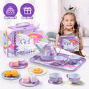 Purple Unicorn Castle Pretend Tin Teapot Set