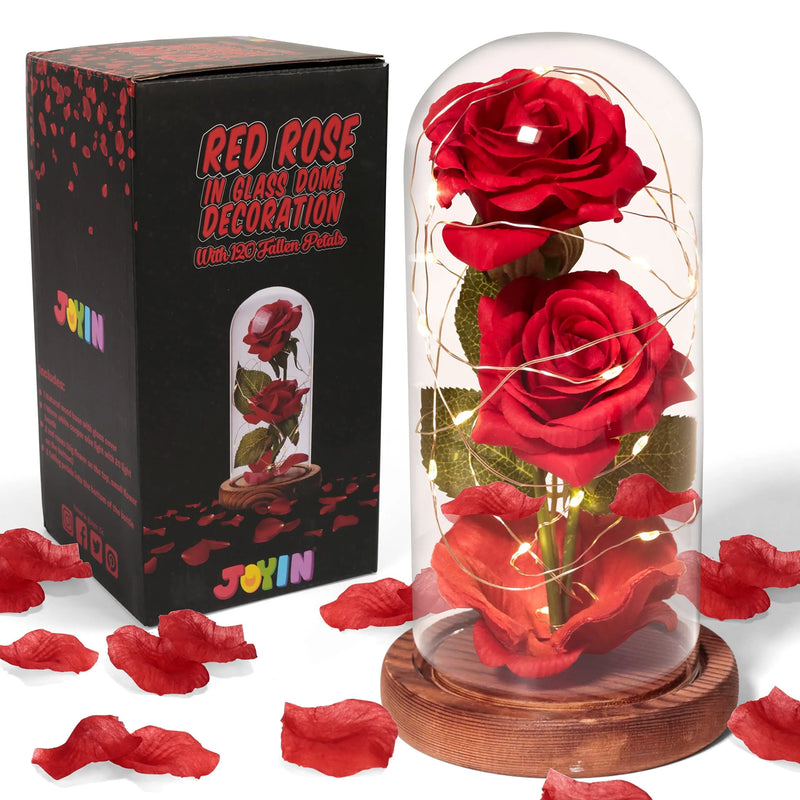Red Rose in Glass Dome Decoration
