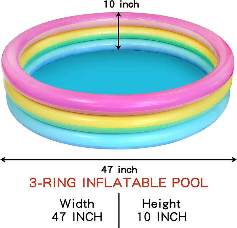 SLOOSH - 58in Multicolor with 6 Color Rings Inflatable Kiddie Pool, 1 Pack