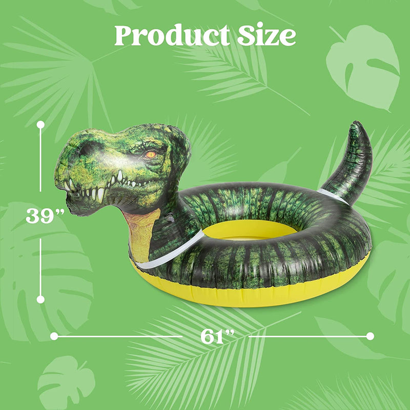 SLOOSH - 59in Inflatable T-Rex Pool Tube (Green)