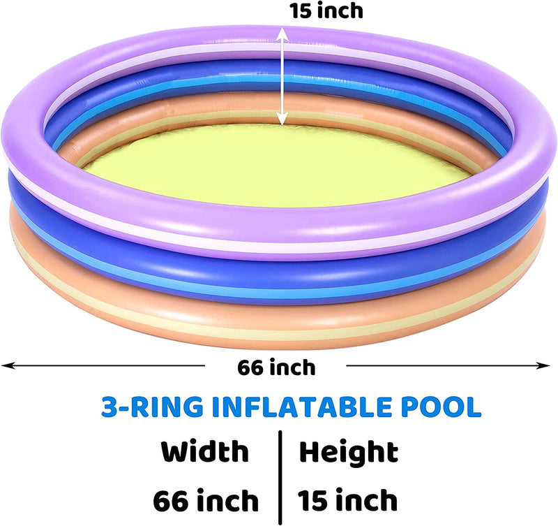 SLOOSH - 66in Multicolor Inflatable Kiddie Swimming Pool, 1 Pack
