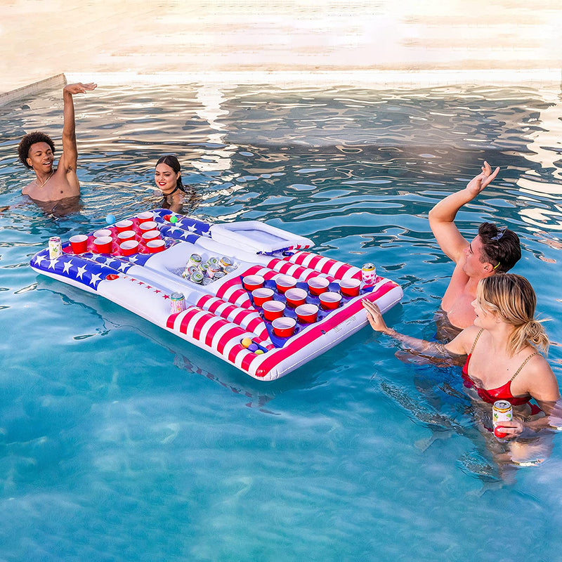 SLOOSH - American Flag Beer Pong Cooler Party Pool Float, 1 Pack