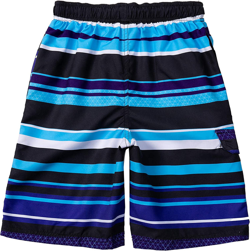 SLOOSH - Black and Blue Stripe Kids Swimming Trunk