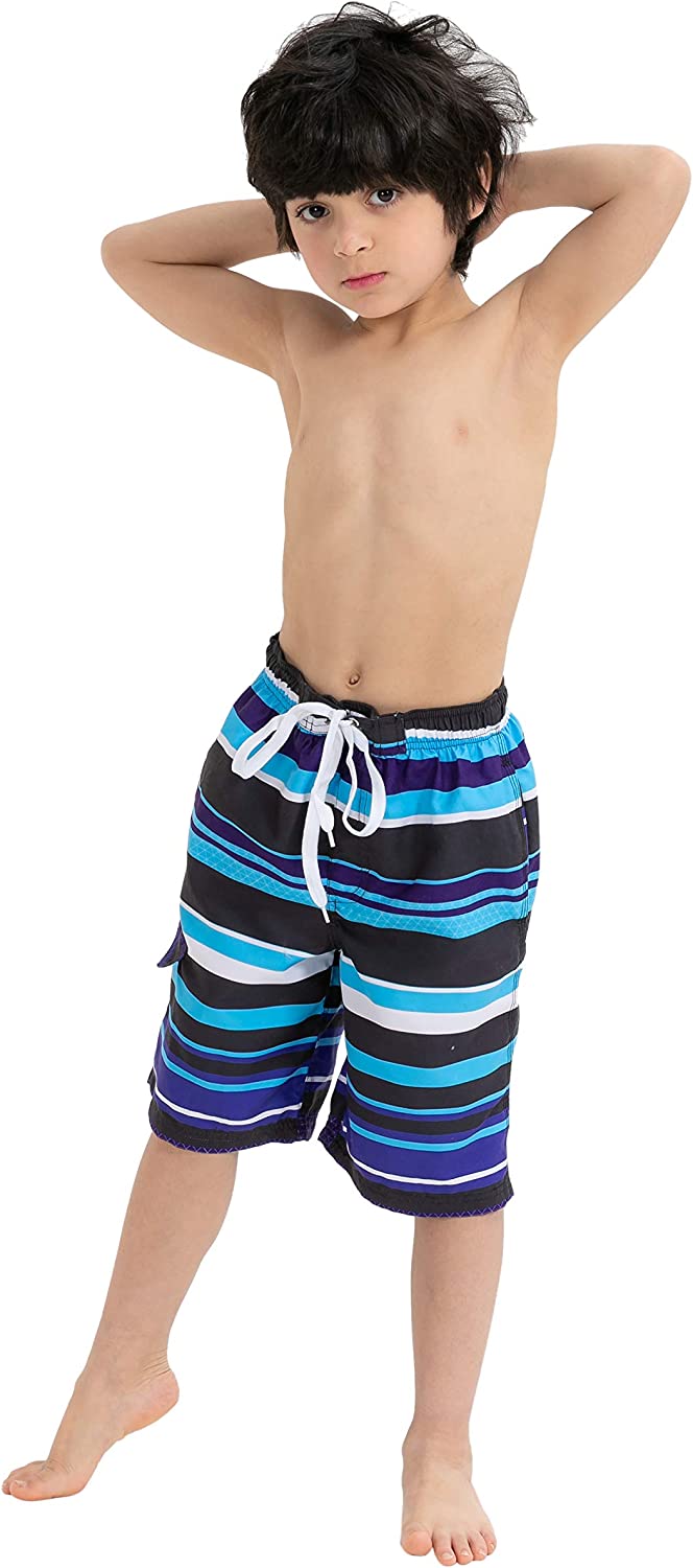 SLOOSH - Black and Blue Stripe Kids Swimming Trunk