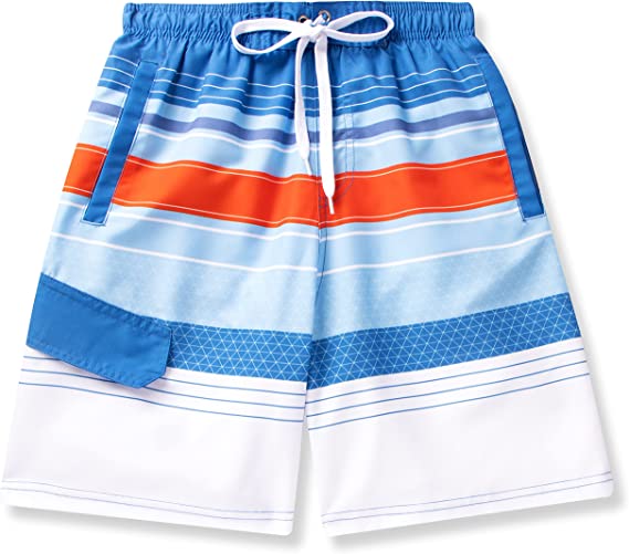 SLOOSH - Blue & White Stripe Boys Swim Trunks