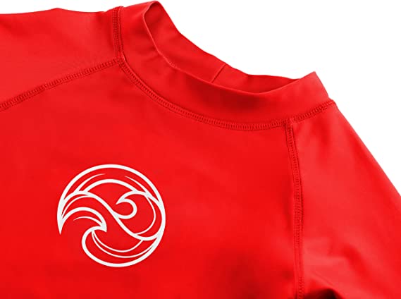 SLOOSH - Boys & Girls Long Sleeve Rash Guard Swimsuit (Red)