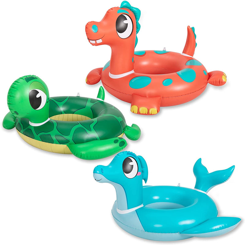 SLOOSH - Dinosaur & Sea Turtle & Dolphin Pool Rings, 3 Packs