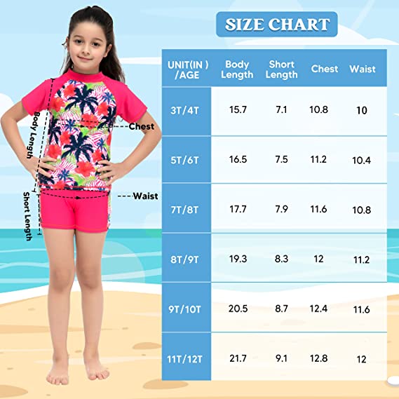 SLOOSH - Girl's Rash Guard (Hot Pink, Palm Tree Pattern)