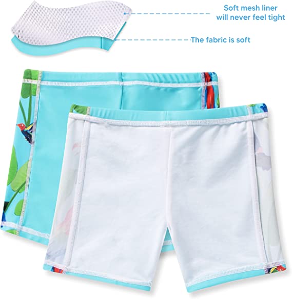 SLOOSH - Girl's Rash Guard (Water Blue, Toucan pattern)