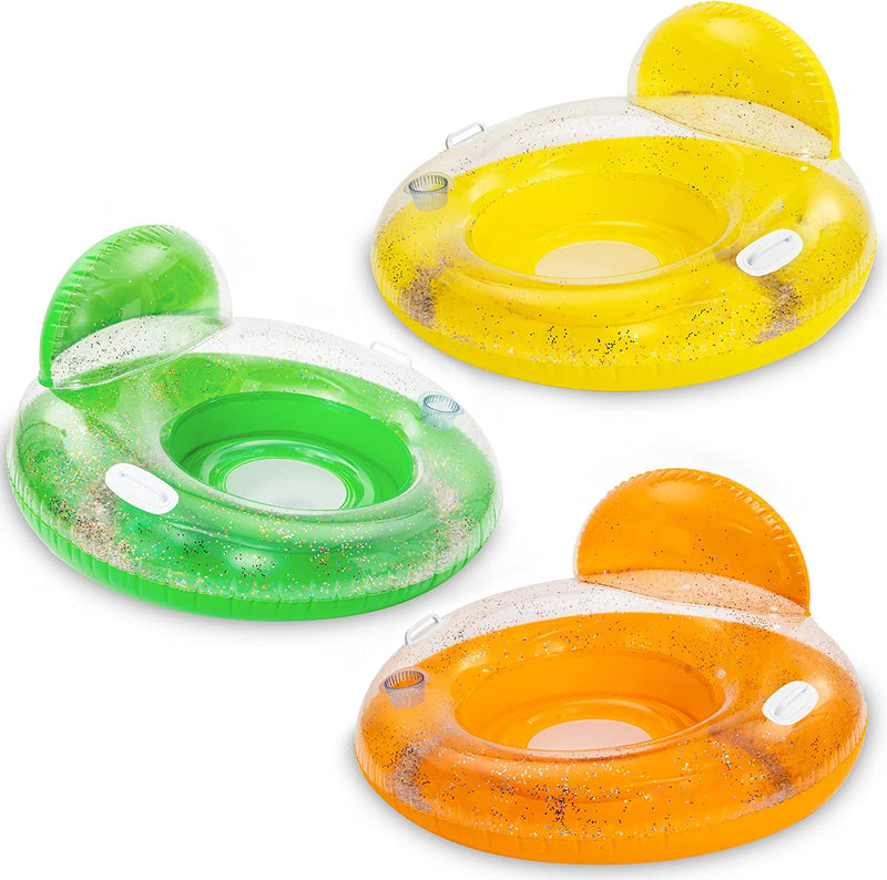 SLOOSH - Glitters Inflatable Pool Lounger Float, 3 Pack