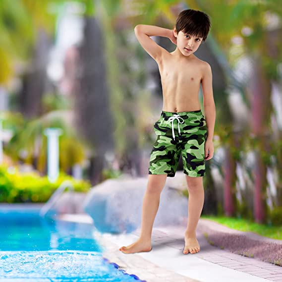 SLOOSH - Green Camo Boys Swim Trunks