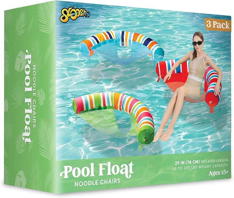 SLOOSH - Stripes Inflatable Pool Noodle Chair, 3 Pack