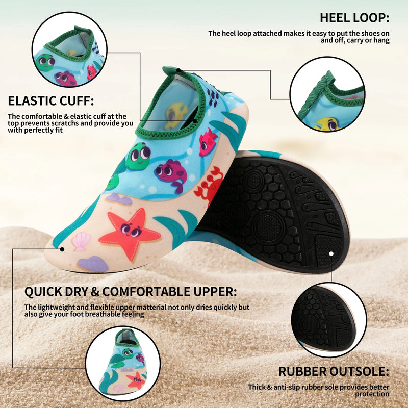 SLOOSH - Unisex Kids Swim Water Shoes, Occean Themed