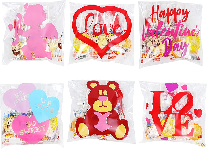 150Pcs Valentines Four-sided Cellophane Bag