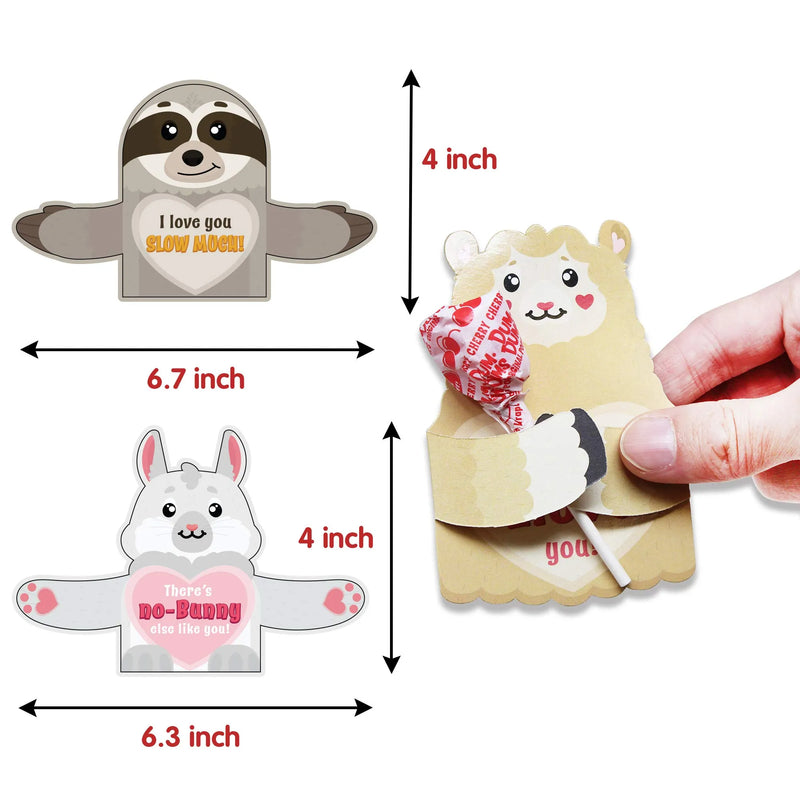 36pcs Kids Valentine's Animal Candy Cane Card Holder