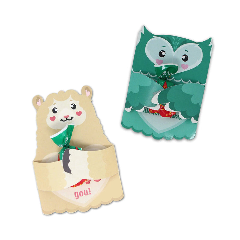 36pcs Kids Valentine's Animal Candy Cane Card Holder