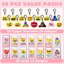 28Pcs Kids Valentines Cards with Iconic Expression Plush Key-chain-Classroom Exchange Gifts