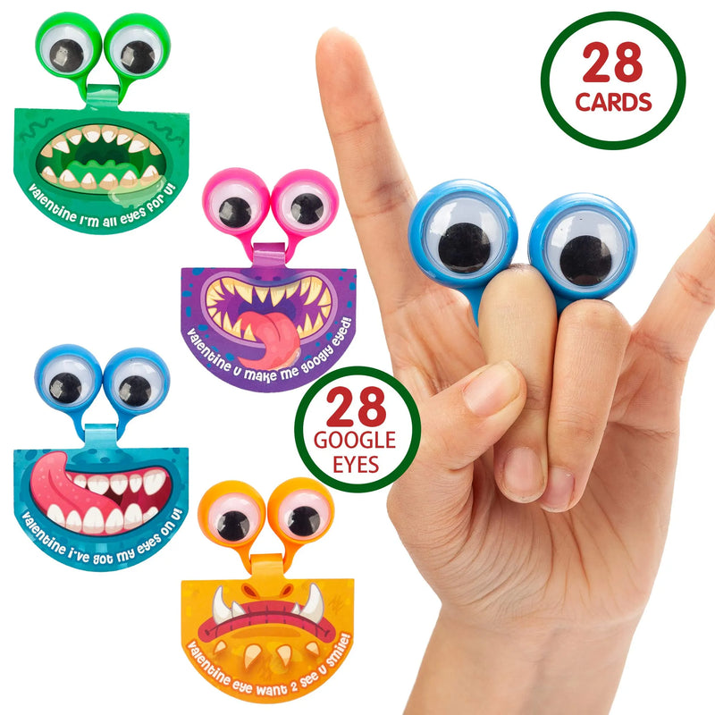 28Pcs Kids Valentines Cards With Googly Eyes Toy-Classroom Exchange Gifts