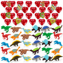 30Pcs Dinosaur Eraser Filled Hearts with Valentines Day Cards for Kids-Classroom Exchange Gifts