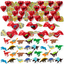 30Pcs Dinosaur Eraser Filled Hearts with Valentines Day Cards for Kids-Classroom Exchange Gifts