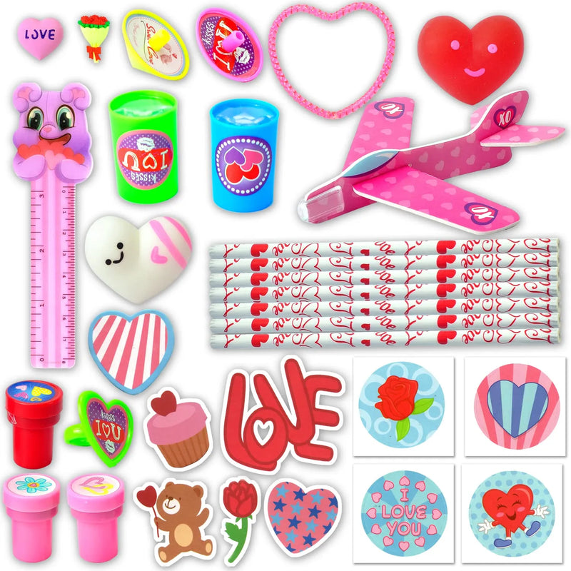 28Pcs Valentines Pre-filled Goody Bag with Mixed Stuffs