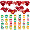 28Pcs Rainbow Spring Filled Hearts Set with Valentines Day Cards for Kids-Classroom Exchange Gifts