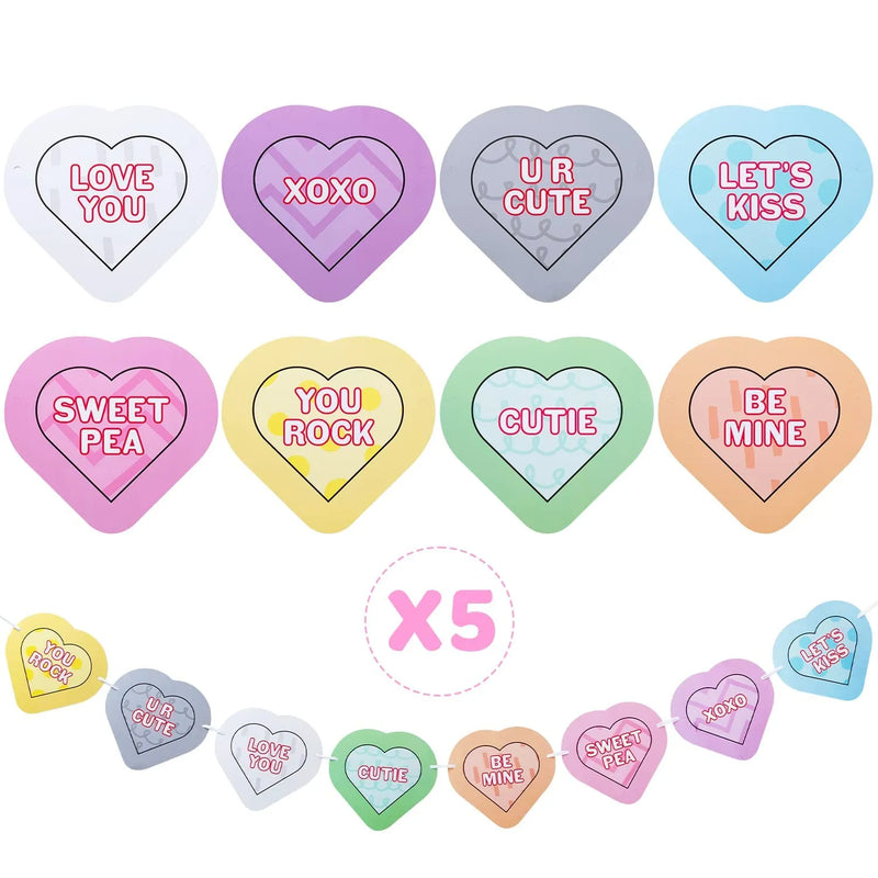 40Pcs Valentines Day Candy Hearts Garland Banners