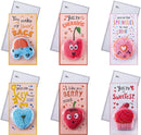 12Pcs Color Foam Squishy Toys with Kids Valentines Cards for Classroom Exchange