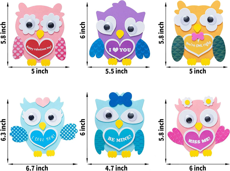 12Pcs Valentines Day DIY Foam Owl Ornaments Craft Kit