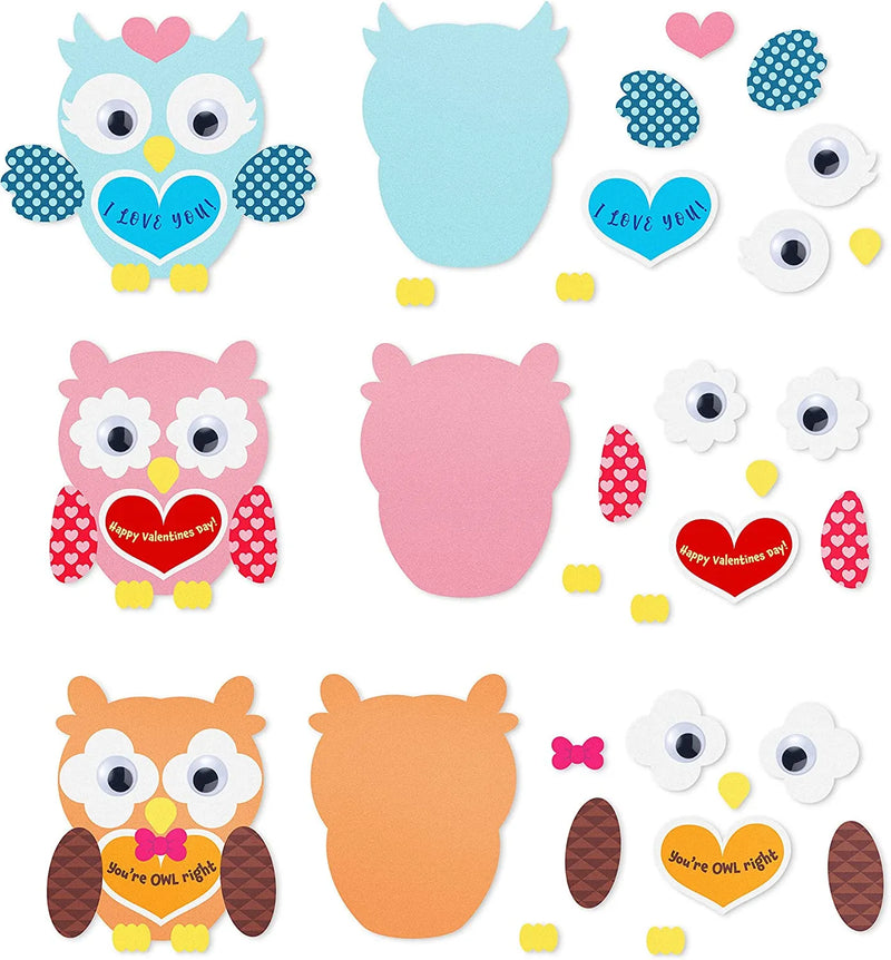 12Pcs Valentines Day DIY Foam Owl Ornaments Craft Kit