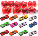 28Pcs Prefilled Hearts with Die-cast Cars and Valentines Day Cards for Kids-Classroom Exchange Gifts
