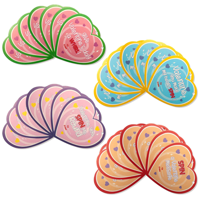 28Pcs Prefilled Hearts with Spinner and Valentines Day Cards for Kids-Classroom Exchange Gifts