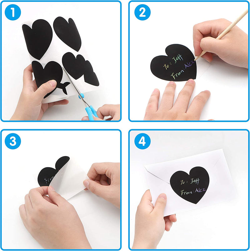 Valentines Day Gift Cards in Heart Shape Scratch Sticker Roll