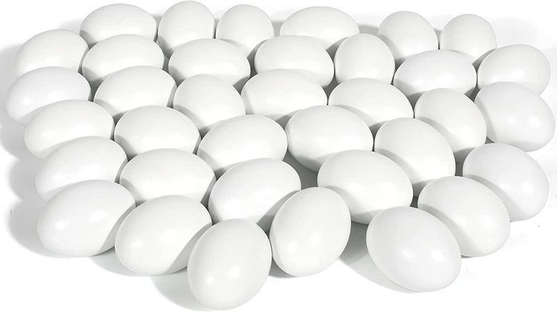36Pcs Easter Unpainted White Wooden Easter Eggs 2.36in