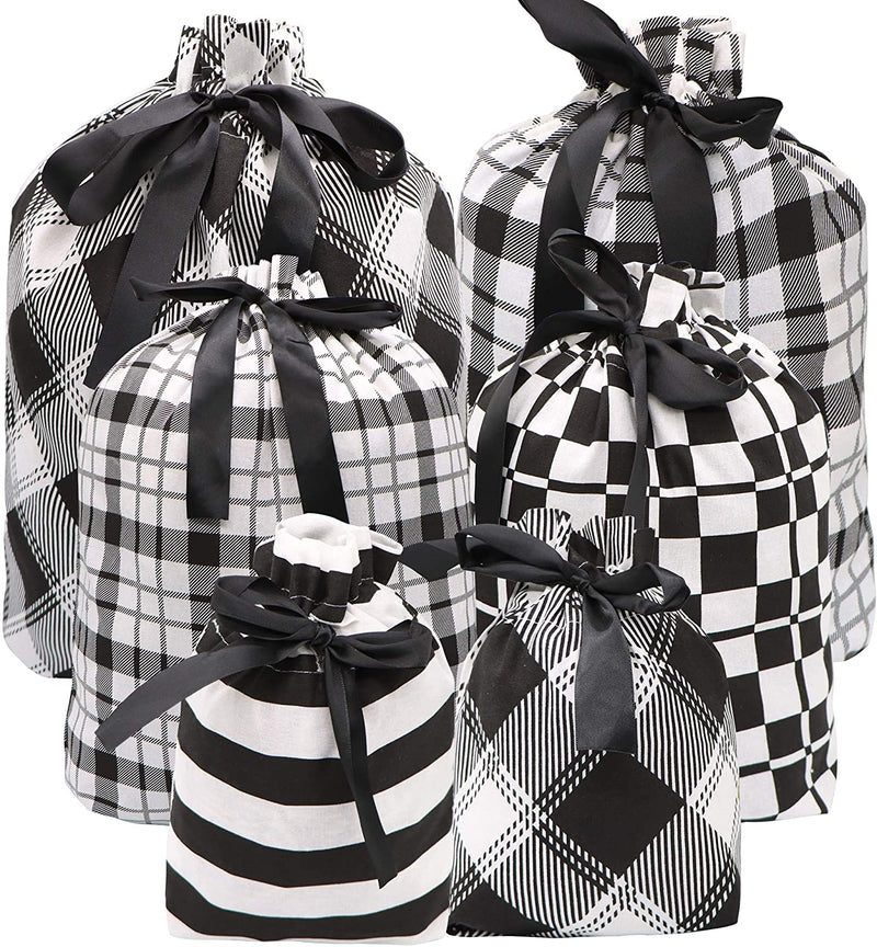 Christmas Fabric Gift Bags in Black Elegant Color