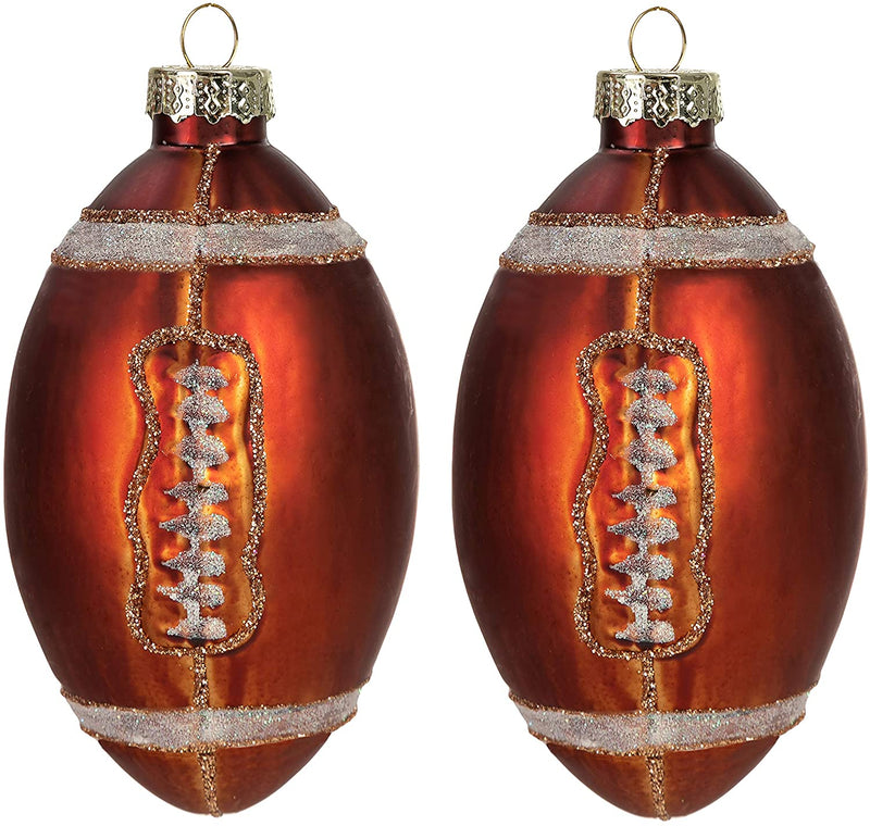 Christmas Football Ornament Glass Blown Ornament